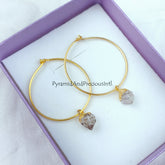 Raw Diamond Bridesmaid Earrings, Dainty Earrings, Electroplated Herkimer Diamond Earrings, Delicate Crystal Dangle